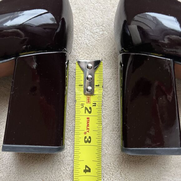 Marc Fisher Zala Dark Brown Patent Leather Block Heel Pumps Women’s 9 Pointy Tie - Picture 7 of 14